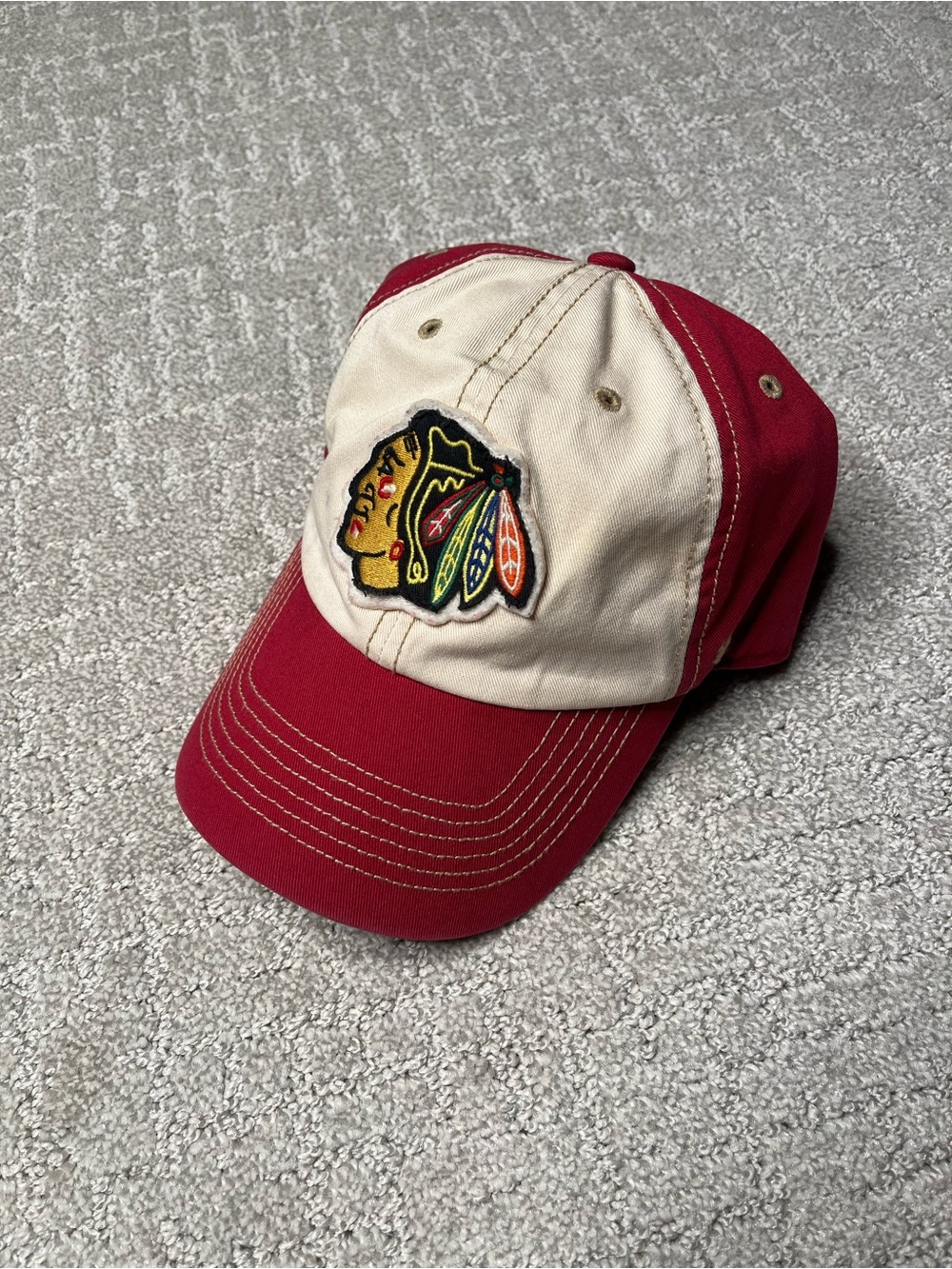 47’ Brand NHL Chicago Blackhawks White/Red Fitted Hat Cap Mens XL Jersey Vintage